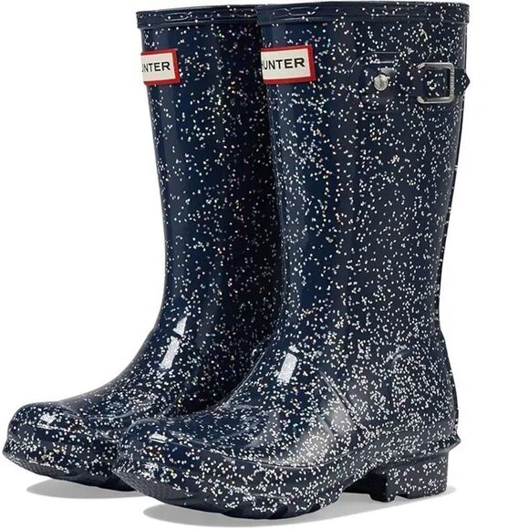 Hunter Big Kids Navy Original Giant Glitter Rain Boots - Picture 1 of 7